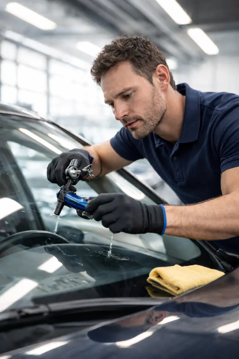 Pare-brise automobile et technicien